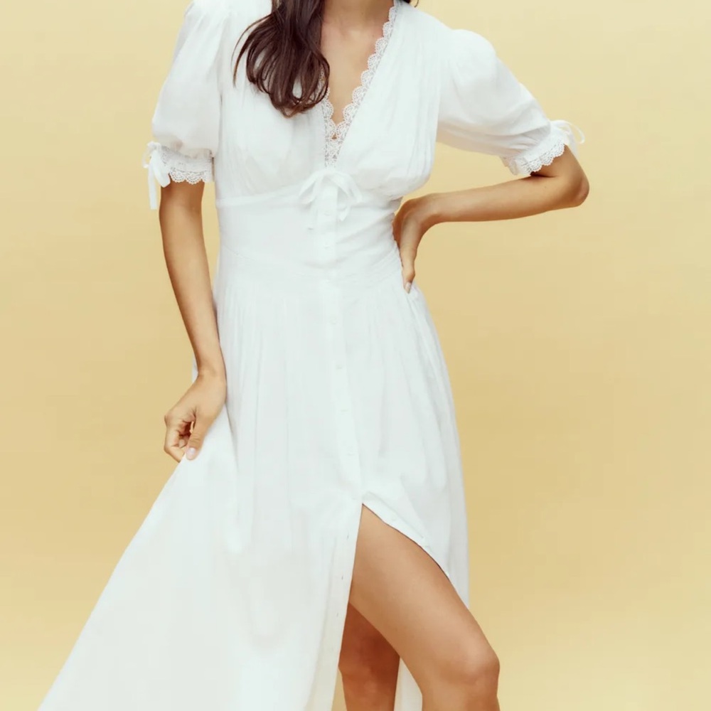 Reformation White Lace Trim Dress